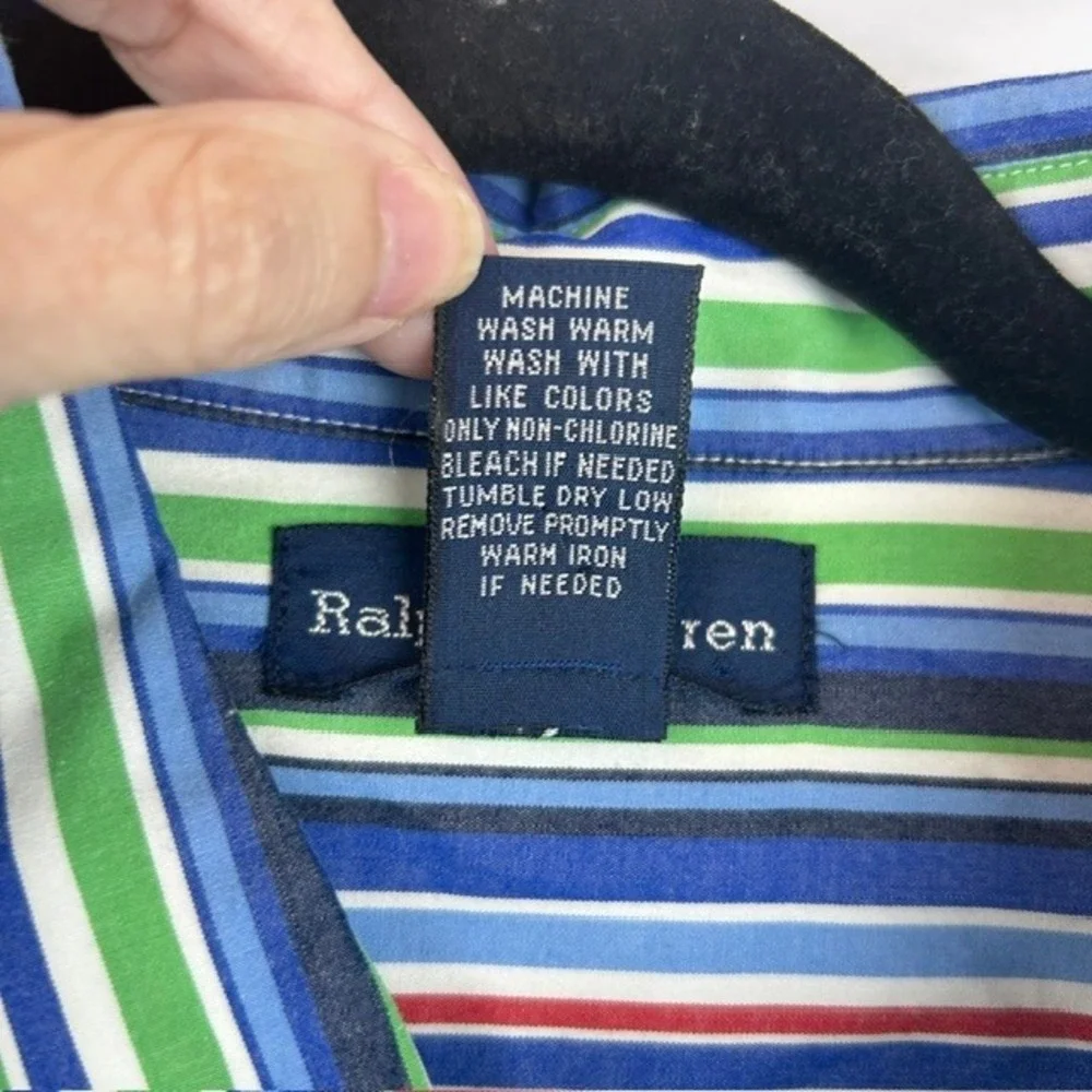 Ralph Lauren Button Down Shirt Multi-Color Striped Cotton Kids XL(20)